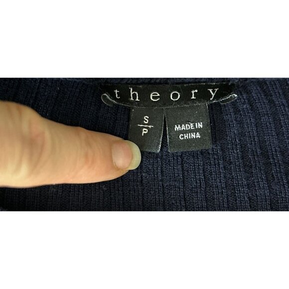 THEORY Knitted Wool Crewneck Pullover Ribbed High-Low Sweater Size Small/P - Picture 5 of 5